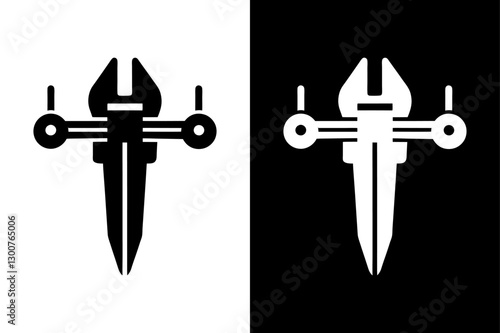 Black & White Vernier Caliper Icon Perfect for Technical Graphics.