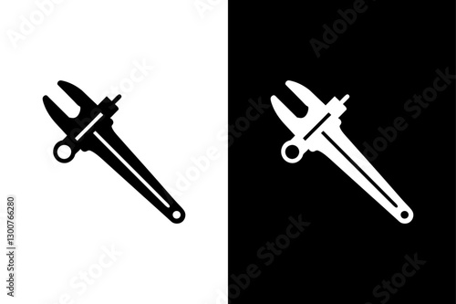 Black & White Vernier Caliper Icon Perfect for Technical Graphics.