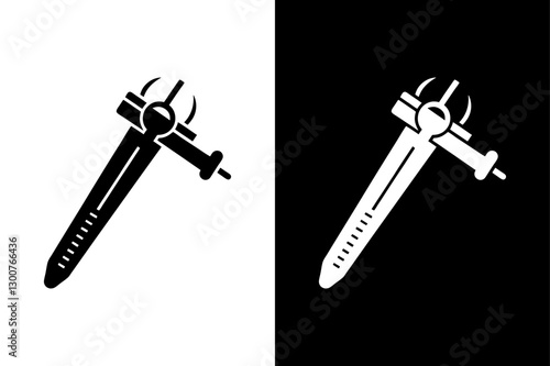 Black & White Vernier Caliper Icon Perfect for Technical Graphics.