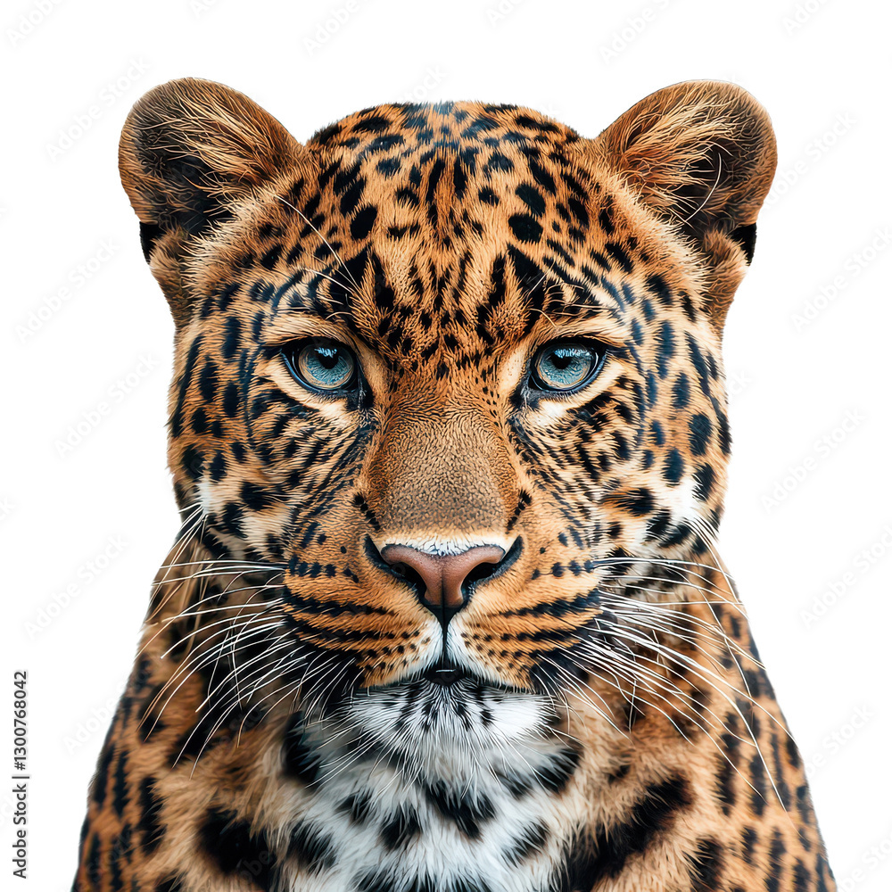 Dominant Leopard Close-Up Isolated on Transparent Background, PNG