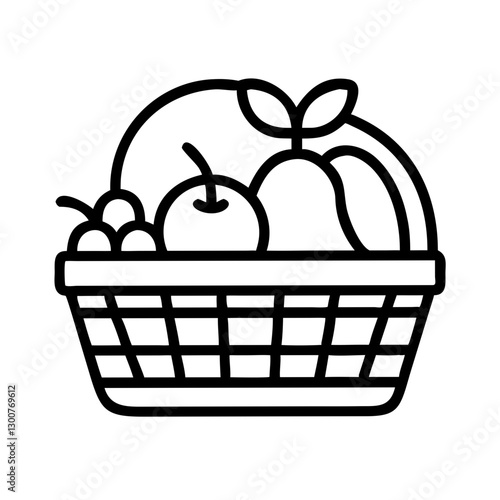 simple fruit basket illustration with various fruits