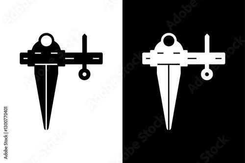 Stylish Measurement Tool Silhouette Black & White Vector Illustration.