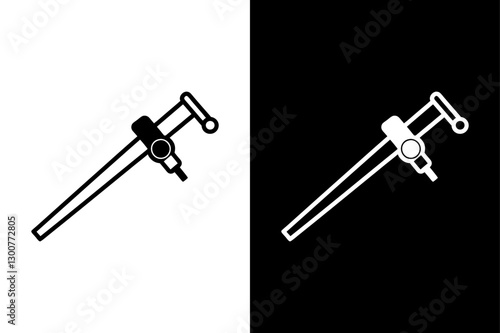 Stylish Measurement Tool Silhouette Black & White Vector Illustration.