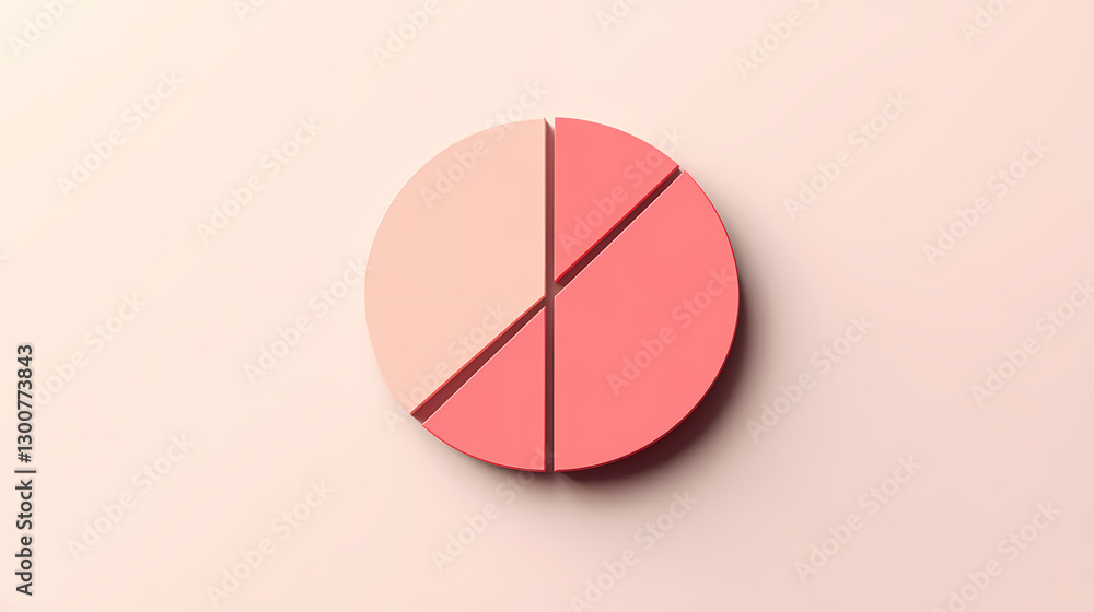 Pink Pie Chart Divided into Three Parts Pink Pie Chart Divided into Three Parts