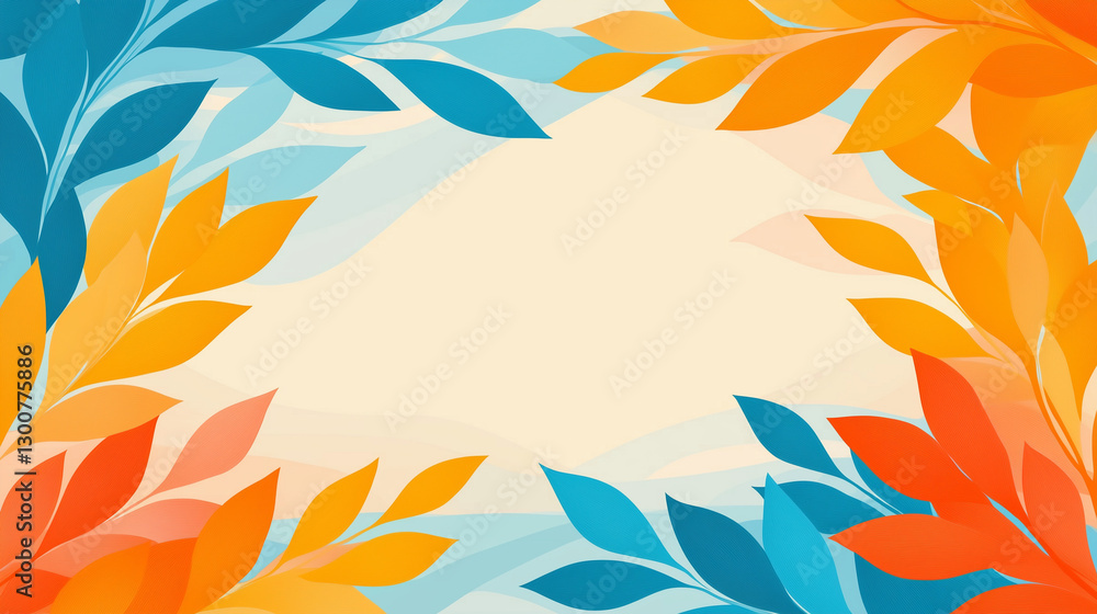 Fototapeta premium Colorful autumn leaves frame with blank space in the center.