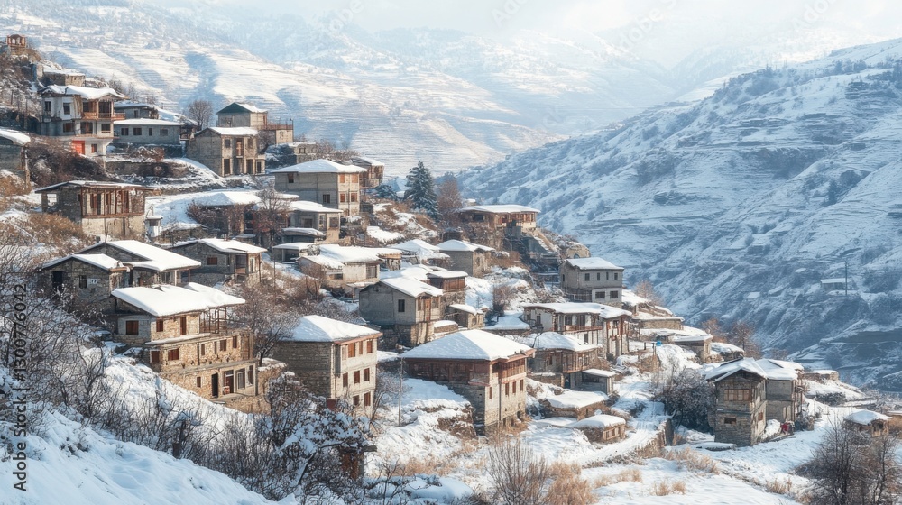 Obraz premium Winter Festivals in Rustic Village Settings