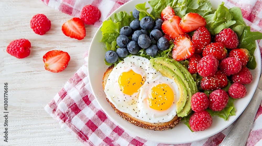 Healthy Breakfast Platter With Avocado Toast And Berries Healthy Breakfast Platter With Avocado Toast And Berries