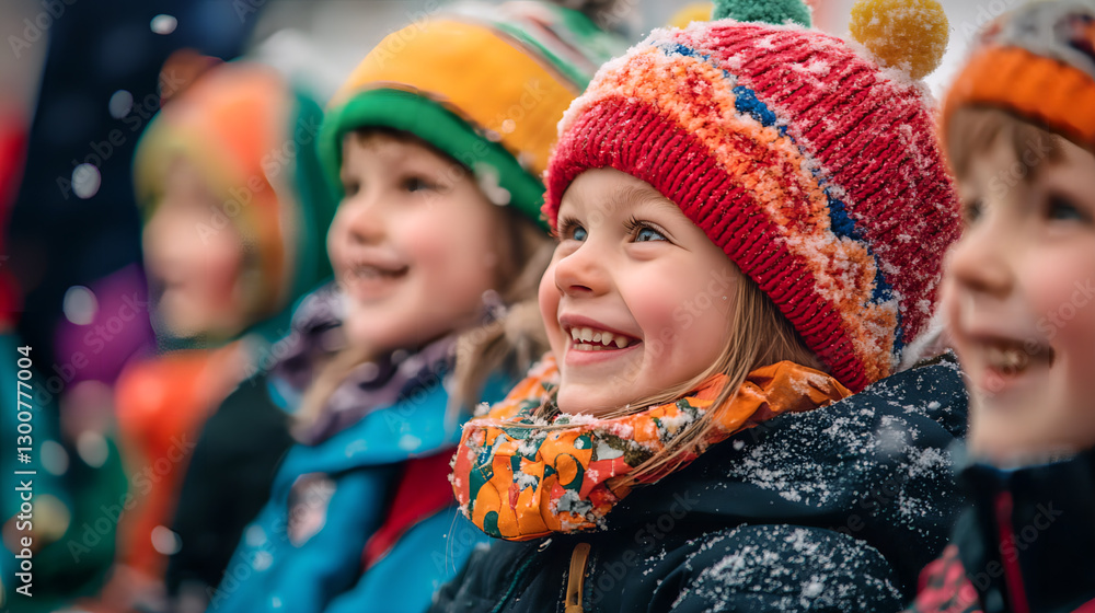 Tartu Winter Fair, families enjoying time together at the winter market, children watching street performances with happy faces, Ai generated images. Tartu Winter Fair, families enjoying time together at the winter market, children watching street performances with happy faces, Ai generated images.