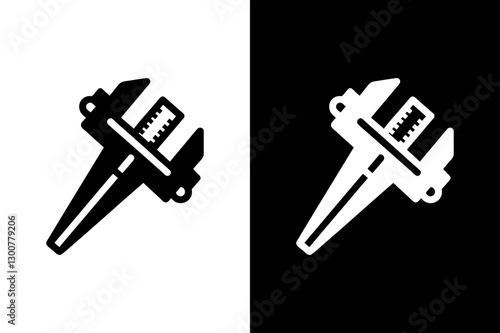 Precision Slide Calipers Icon High-Quality Silhouette Vector.