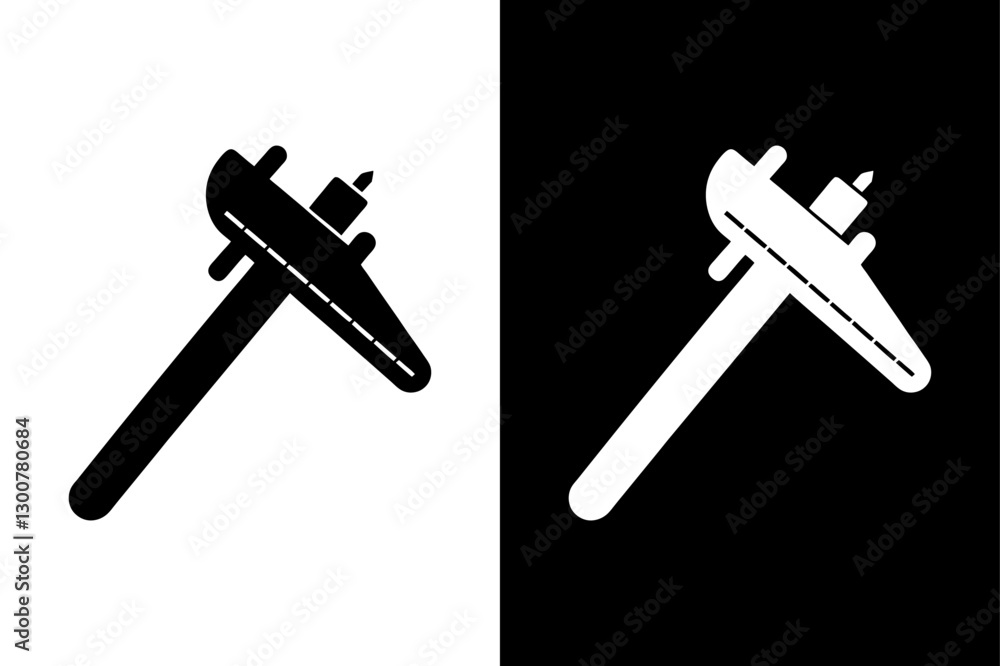 Precision Slide Calipers Icon High-Quality Silhouette Vector. Precision Slide Calipers Icon High-Quality Silhouette Vector.