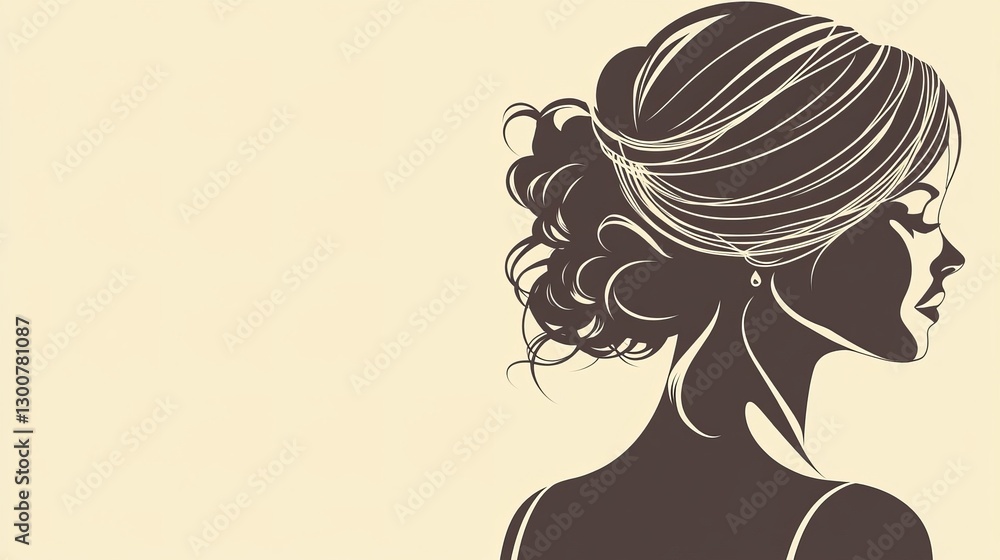 A minimalist vector illustration highlighting the bride's profile with an intricate wedding hairstyle A minimalist vector illustration highlighting the bride's profile with an intricate wedding hairstyle