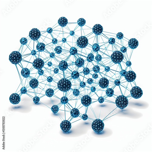 Blockchain network nodes isolated on white background