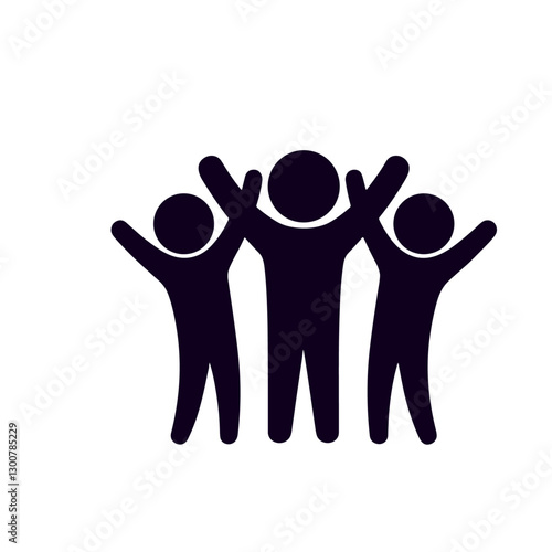 Three sticky figure hands up icon