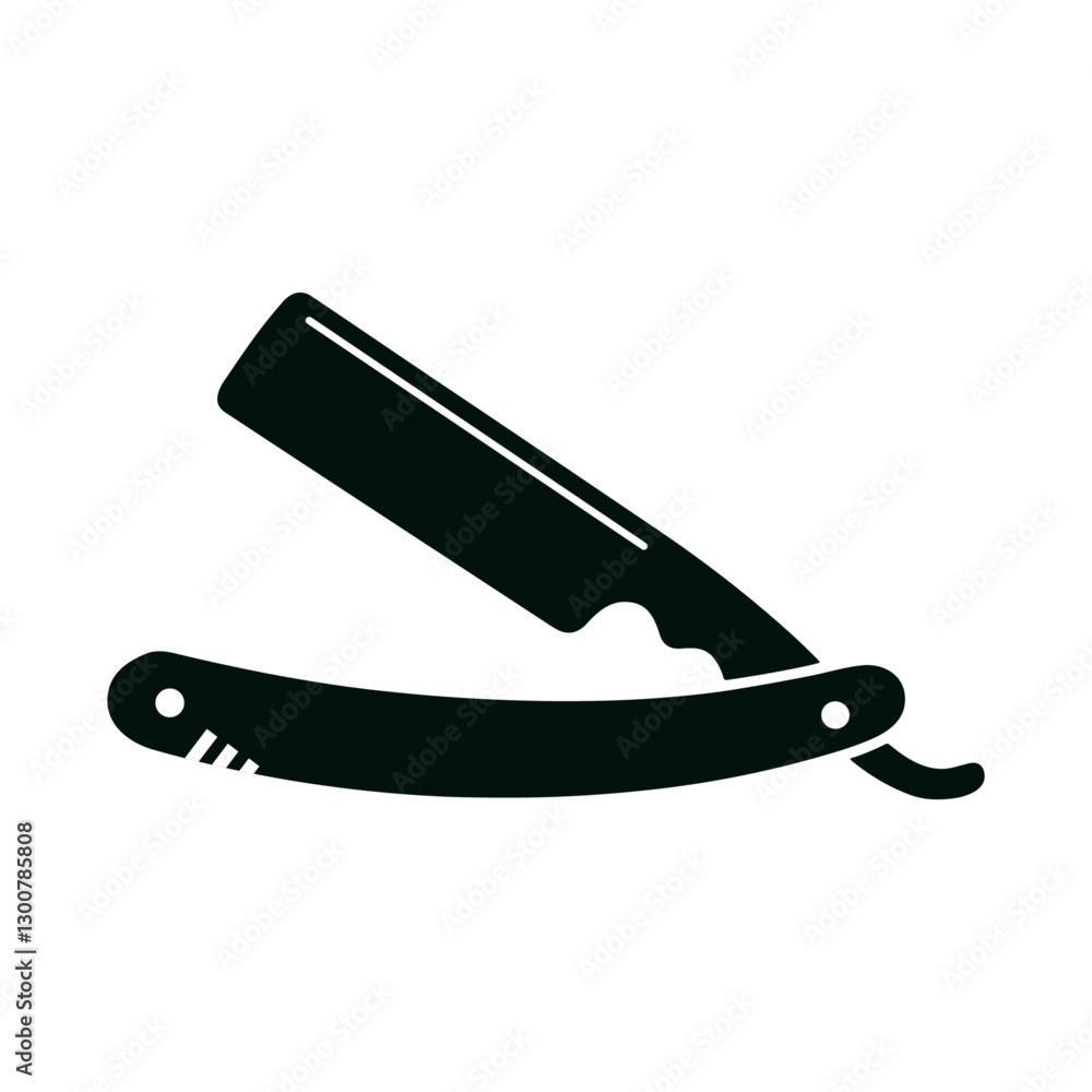Vector icon of straight razor in an open position Vector icon of straight razor in an open position