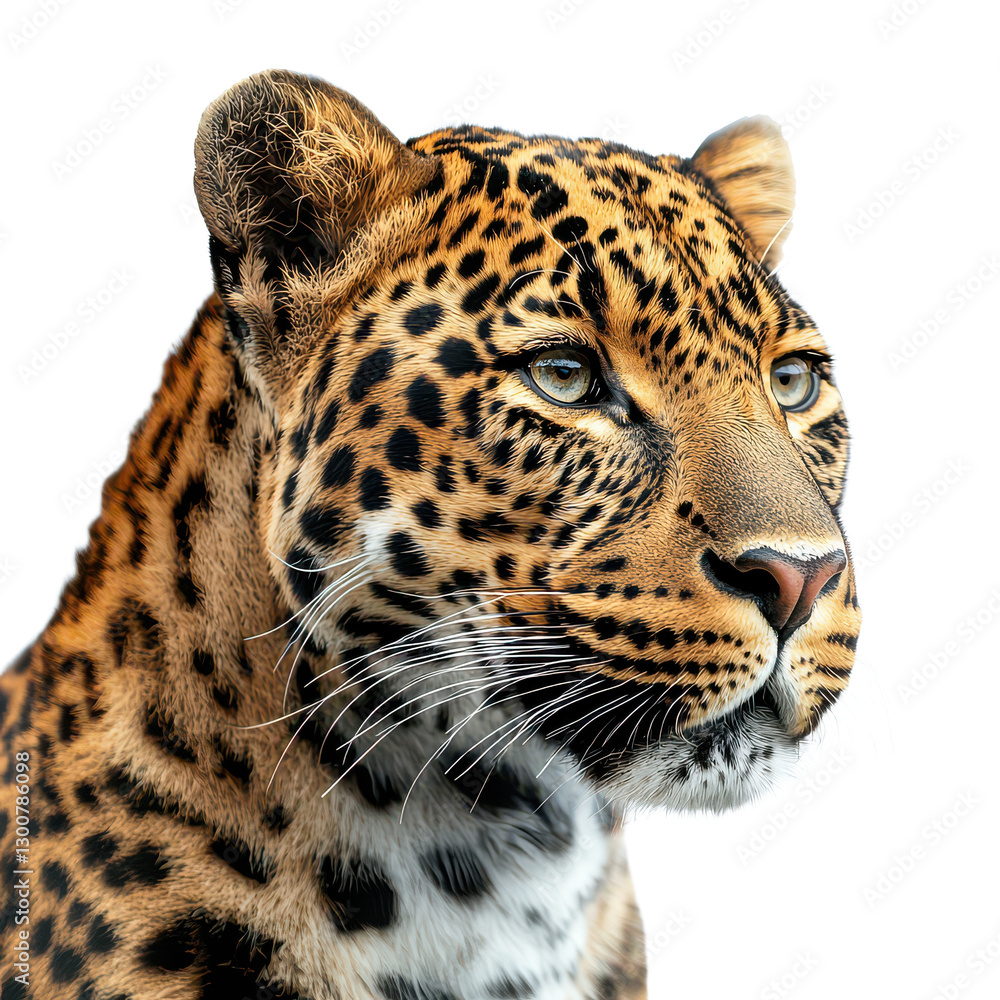 Dominant Leopard Close-Up Isolated on Transparent Background, PNG Dominant Leopard Close-Up Isolated on Transparent Background, PNG