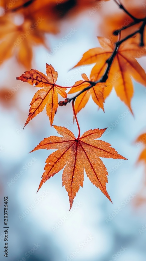maple leaves with branch and sky background maple leaves with branch and sky background