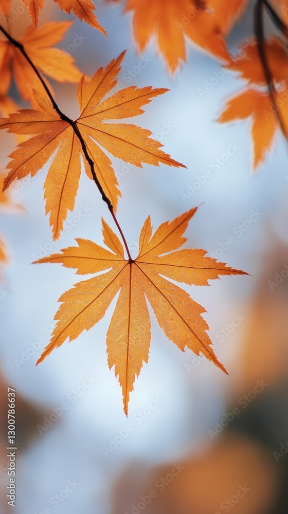 maple leaves with branch and sky background maple leaves with branch and sky background