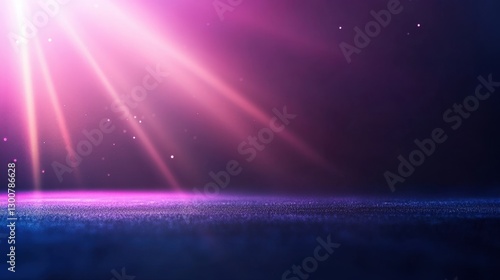 Illuminated stage: Pink light beams on a dark background creates a dramatic and modern scene