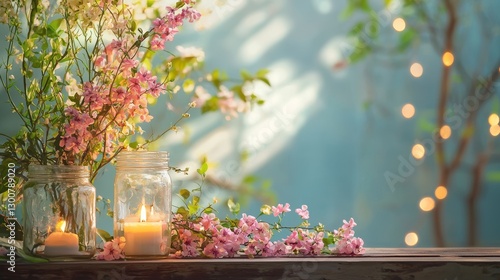 Serene Springtime: Blossoms, Candles, and Gentle Light