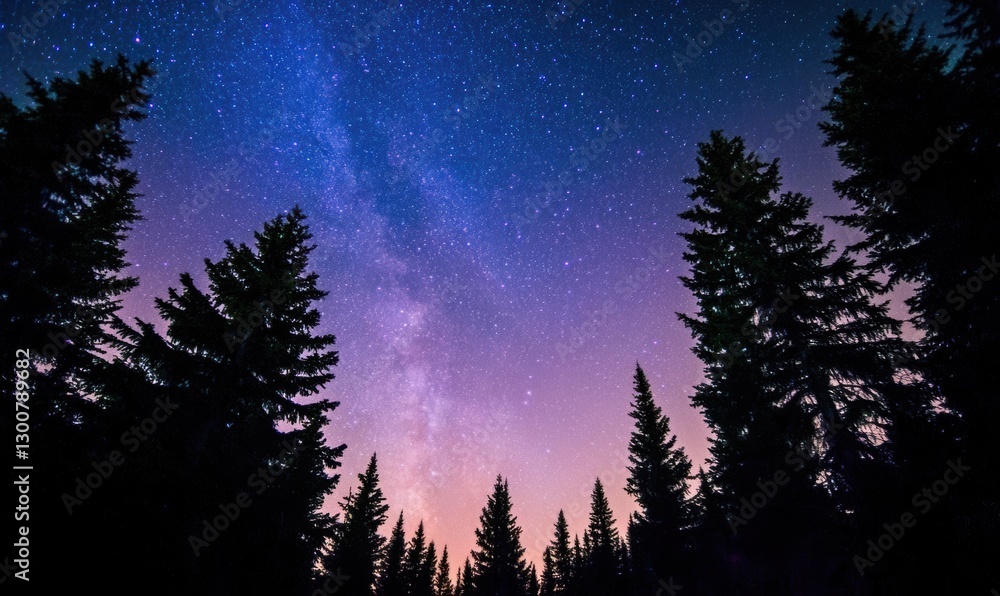 Milky Way over a pine forest at night. Possible stock photo use nature Milky Way over a pine forest at night. Possible stock photo use nature