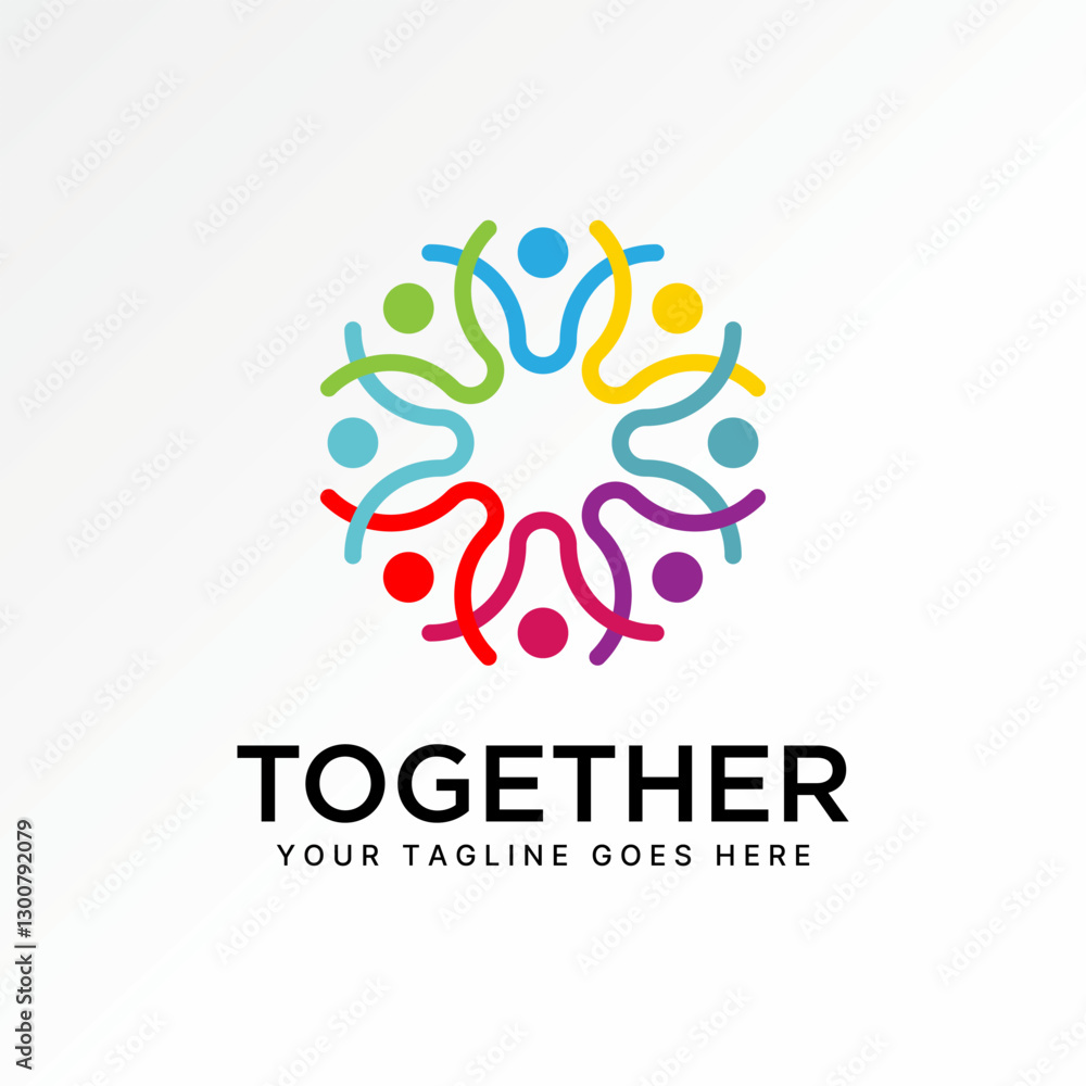 Fototapeta premium Logo design graphic concept creative premium vector stock image top sell happy active holding hands people rotation partnership team success community