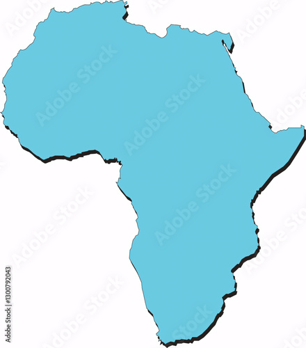 Teal Sillhoutte Map of  the African Continent (No Madagascar)