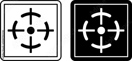 Center of Gravity Signs. Labels for Cardboard Packaging. Black and White Vector Icons. Logistics, Delivery. Warning Symbol, Handle with Care.