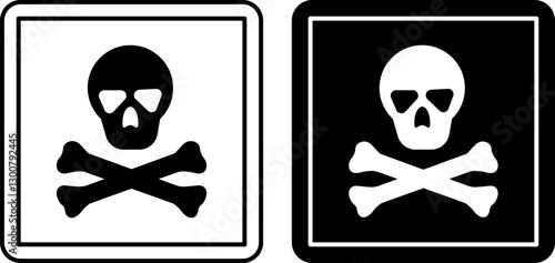 Toxic Signs. Labels for Cardboard Packaging. Black and White Vector Icons. Logistics, Delivery. Warning Symbol, Handle with Care.