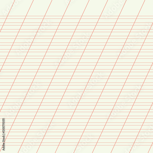 Graph paper. Printable lined grid paper with color horisontal, diagonal lines. Geometric pattern for school, oblique notebook. Realistic lined paper blank. Exercise page for calligraphy.