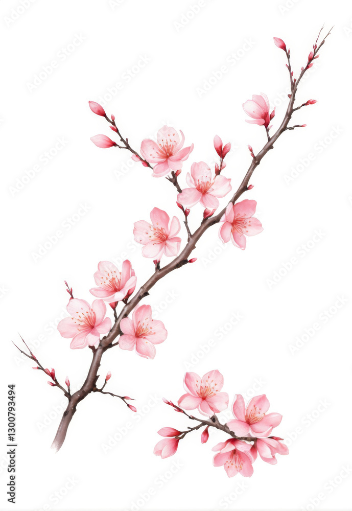 Sakura Sakura Pink hand-painted simple and beautiful deciduous branches Sakura Sakura Pink hand-painted simple and beautiful deciduous branches