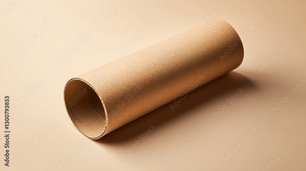 Empty cardboard tube on beige background Empty cardboard tube on beige background