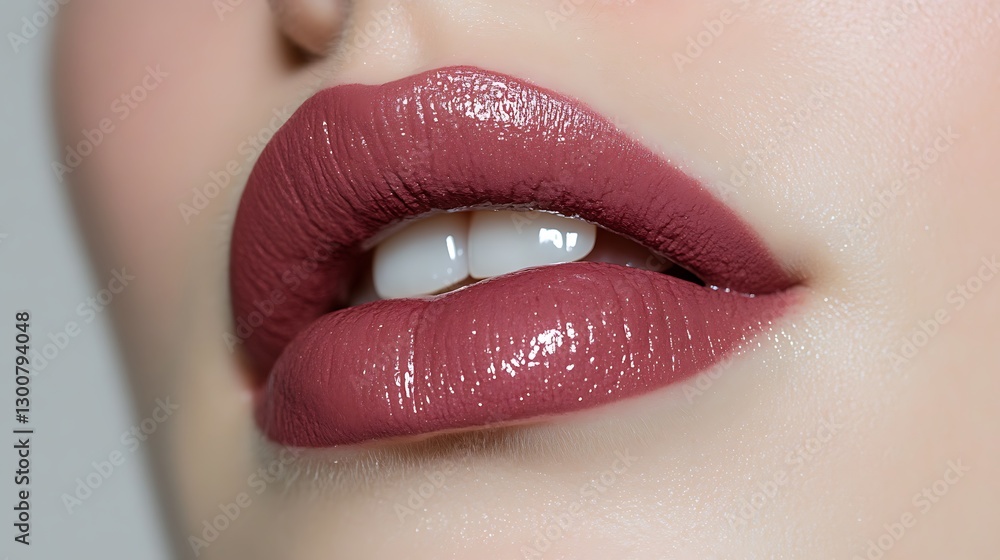 Close-up of Rosy Mauve Lips with Glossy Finish AI Generated Close-up of Rosy Mauve Lips with Glossy Finish AI Generated