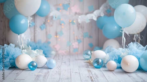 Baby Boy's First Birthday Cake Smash Photoshoot Backdrop