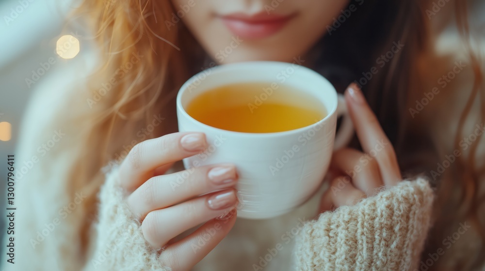 Cozy Moment with Warm Tea in Hands during Relaxing Indoor Setting Cozy Moment with Warm Tea in Hands during Relaxing Indoor Setting