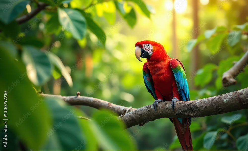 Obraz premium colorful parrot on branch bird day