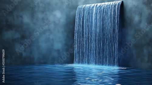 Serene Indoor Waterfall Cascading Into Still Water