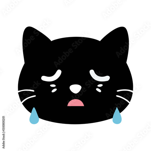 Sad black cat with tears expressing emotion