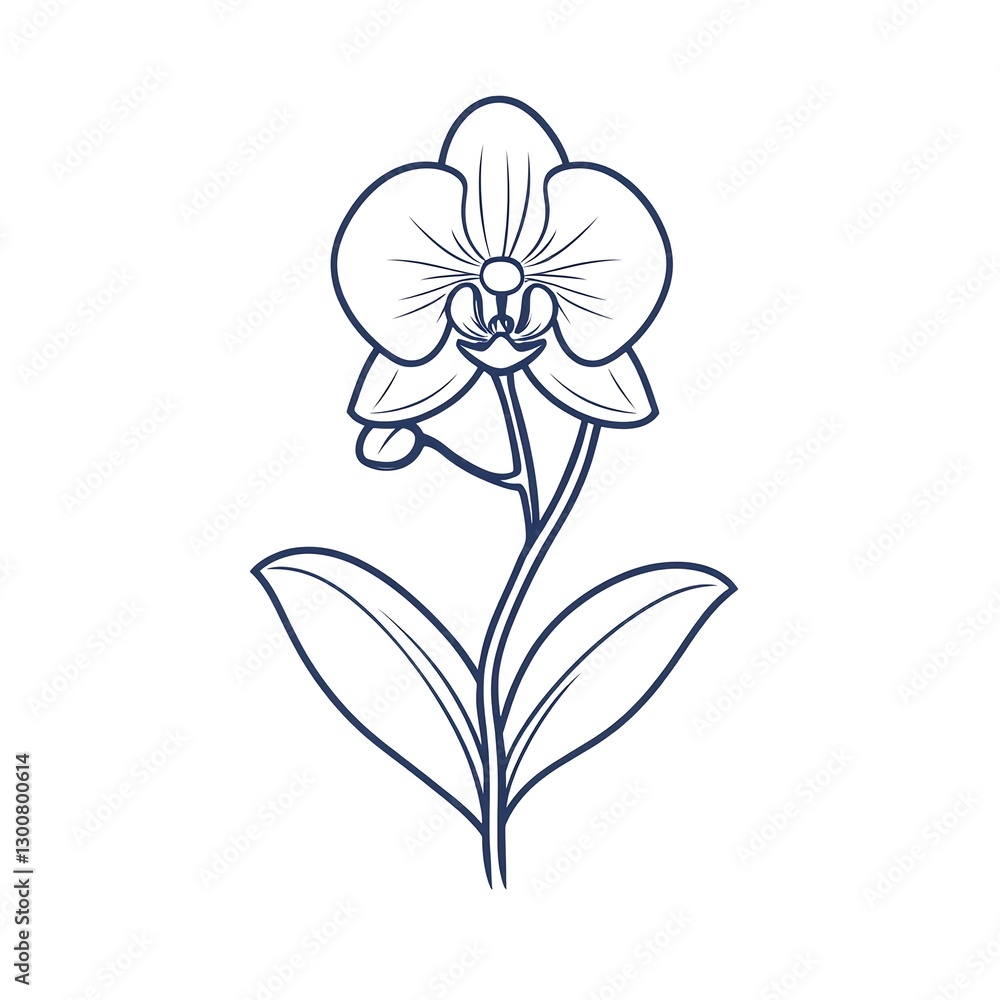 Obraz premium Elegant Orchid Line Art: A minimalist floral design, perfect for adding a touch of nature's grace to your projects.