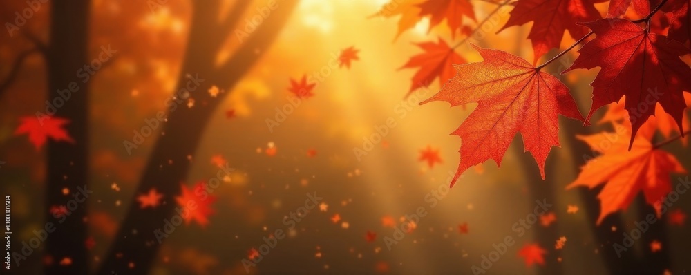 Airborne maple leaves, sparkling bokeh, autumnal magic, artistic, fall colors, orange Airborne maple leaves, sparkling bokeh, autumnal magic, artistic, fall colors, orange