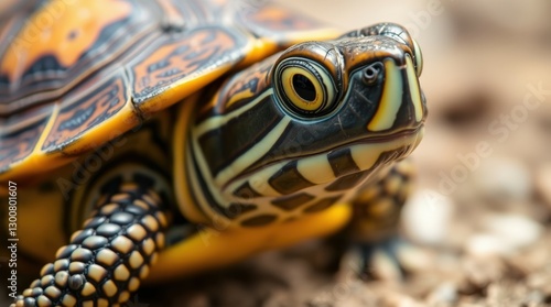 Turtle Close-up: Reptile Wildlife Portrait in Natural Environment, Walking on Ground with Shell and Scales