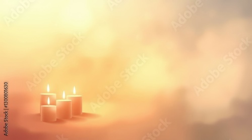Soft Glow of Two Candles with Warm Light in a Tranquil Minimalist Atmosphere