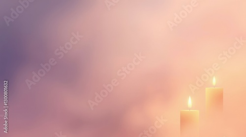 Soft Glow of Two Candles with Warm Light in a Tranquil Minimalist Atmosphere