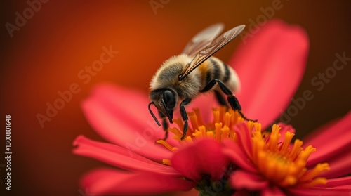 Honeybee on Flower: Pollination, Spring Blossom, Macro Close-up, Nature's Beauty, Insect Wildlife