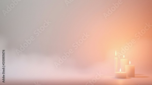 Soft Glow of Two Candles with Warm Light in a Tranquil Minimalist Atmosphere