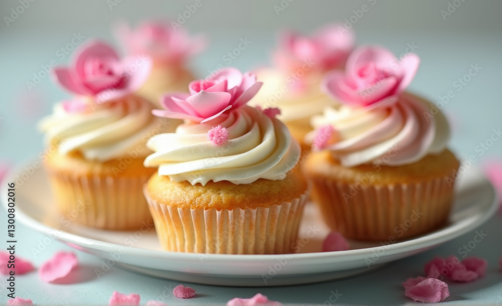 cupcake with pink frosting and flowers mother's day celebration cupcake with pink frosting and flowers mother's day celebration
