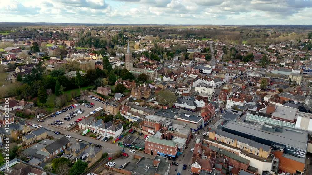 Aerial drone view of Bishops Stortford in England Aerial drone view of Bishops Stortford in England