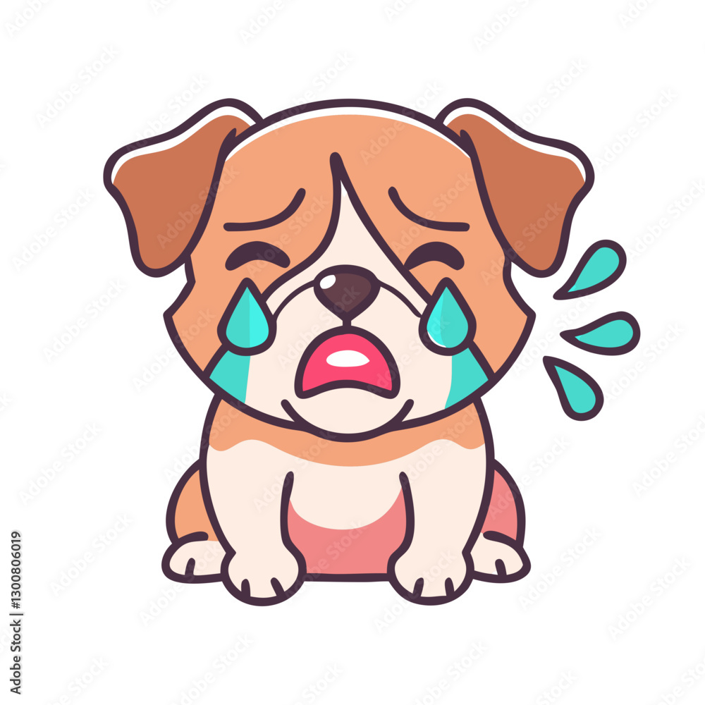 Fototapeta premium Crying dog illustration with tears and sad expression