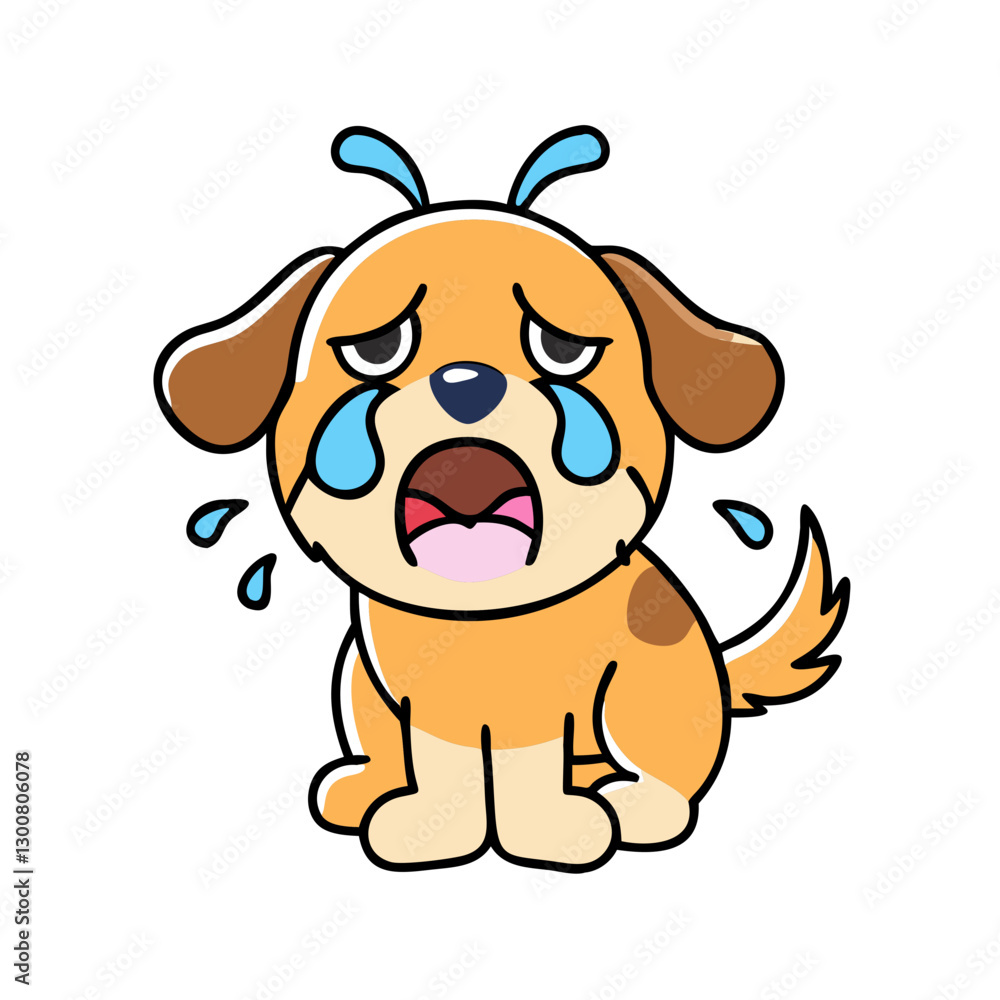 Obraz premium Crying dog illustration with tears and sad expression
