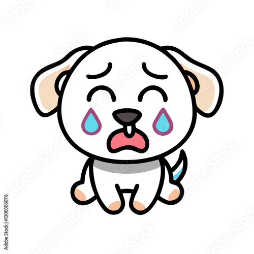 Crying dog illustration with tears and sad expression