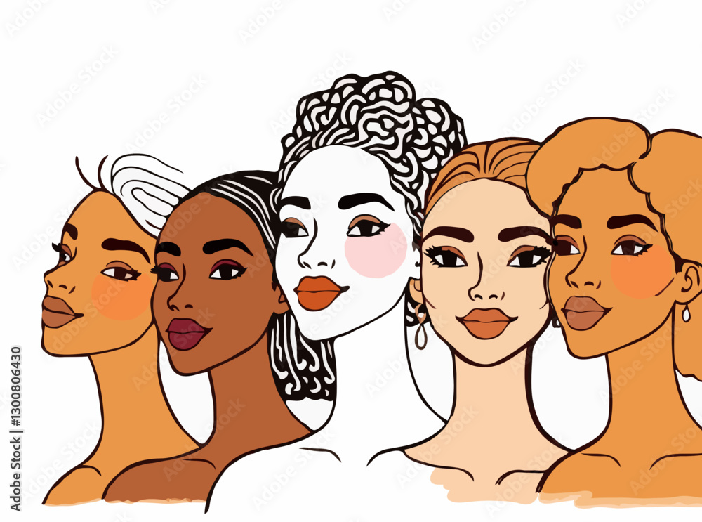 Unity in Diversity: Vector Art Depicting Inclusive Beauty with Varied Skin Tones Unity in Diversity: Vector Art Depicting Inclusive Beauty with Varied Skin Tones